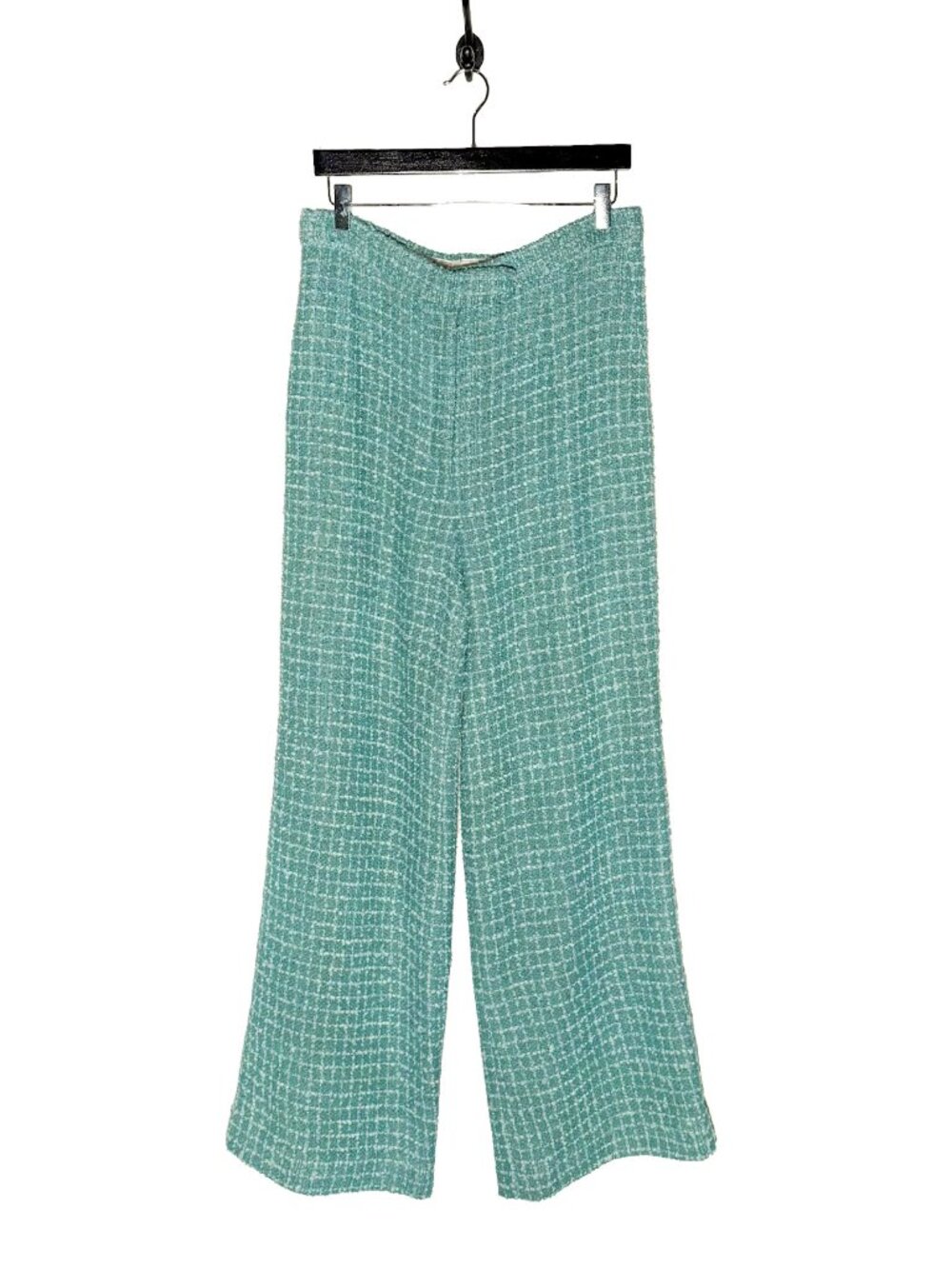 Chanel 2023 Blue Linen Tweed Wide Leg Trousers